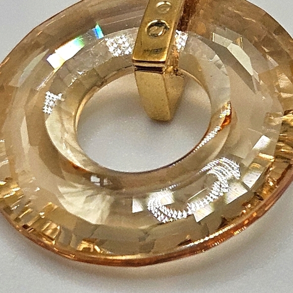 Swarovski Crystal Champagne Gold Tone Donut Loop Pendant - Picture 5 of 7